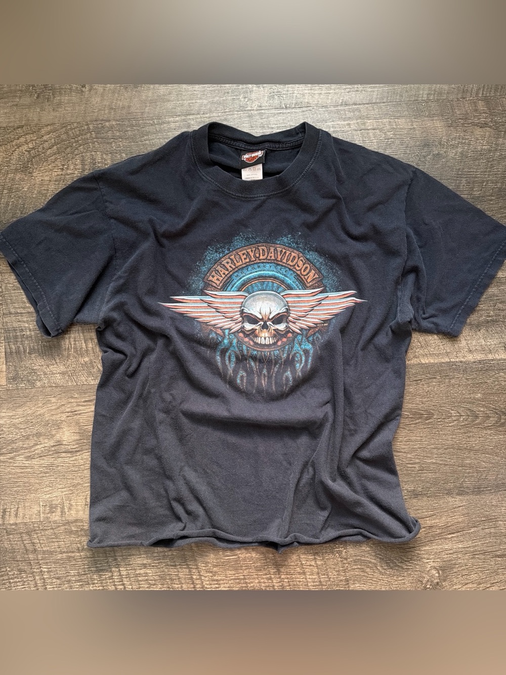 Harley-Davidson Black Short Sleeve Skull & Wings Graphic Tee